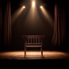 Empty Chair on Stage with Spotlights

