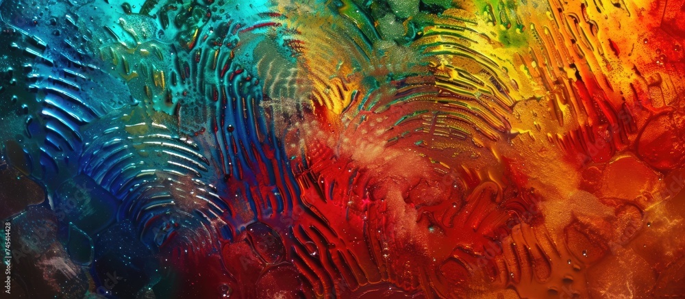 Poster this close-up view showcases the intricate details and vibrant colors of a stained glass window. the