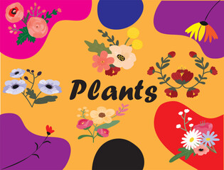 vector background with set of flowers