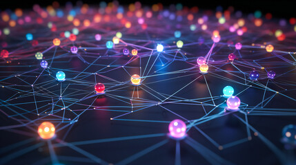 Connected IoT Network.  Nodes and Connections