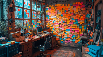 Fototapeta na wymiar Office Space Catastrophe. Workspace Wonderland. Creative Chaos .