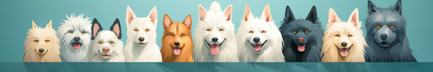 A Group Portrait of Adorable Dogs. An Illustration of Beautiful Canine Diversity