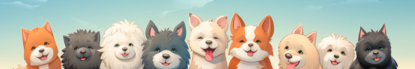 A Group Portrait of Adorable Dogs. An Illustration of Beautiful Canine Diversity