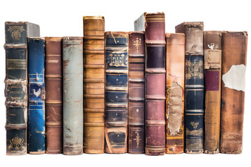 Vintage books piled in a stack, cut out - stock png.
