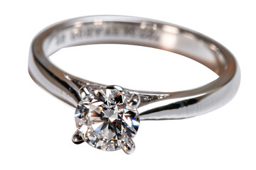 Diamond ring with sparkling side stones, cut out - stock png.