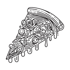 One line of pizza. Modern continuous line design with pizza logo. one line pizza slice vector illustration.