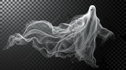 Spooky Specter: Halloween Ghost on Transparent Background