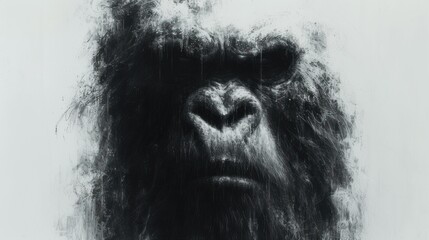 The Fierce Face of a Gorilla, A Close-Up of an Angry Gorilla, Gorilla's Intense Stare, The Powerful Expression of a Gorilla.