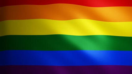 LGBT Pride flag with fabric texture that moves in the wind. Smooth movement of the waving flag in a perfect loop. Sexual diversity and gender identity, multicolored, rainbow.