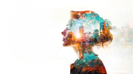 Dreamscape: Serenity in Silence, double exposure, futuristic, Generative AI 