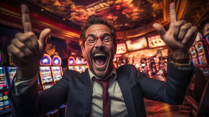 Casino Jackpot Joy. Slot Machine Triumph - obrazy, fototapety, plakaty