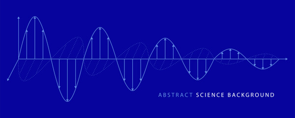Naklejka premium Abstract science vector background illustration. Magnetic electric waves. Technology design concept. Chemistry graphic particles. Big data template.