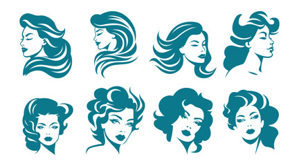 A collection of vector logos of beauty women. spa logo, hair salon logo, beauty salon logo.
