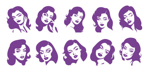 A collection of vector logos of beauty women. spa logo, hair salon logo, beauty salon logo.