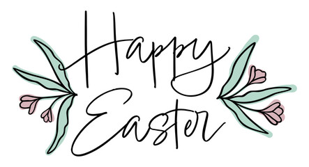 Obraz premium Happy Easter Design | Leafy Wildflower Art | Botanical Festive Vector Illustration