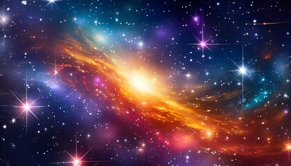 Image vectorielle fond d'univers abstrait coloré avec galaxies et étoiles scintillantes 9054.jpg,...