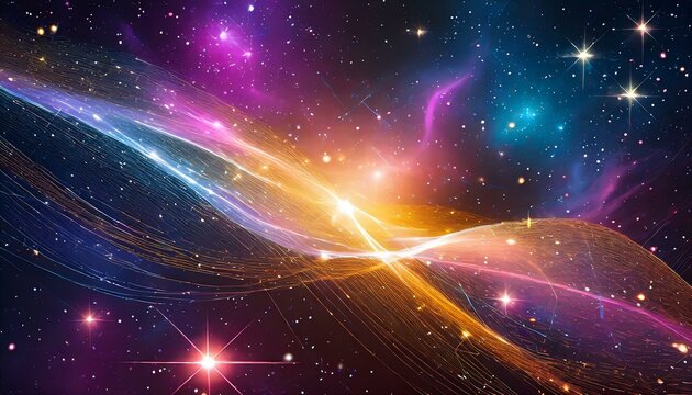 Image vectorielle fond d'univers abstrait color&eacute; avec galaxies et &eacute;toiles scintillantes 