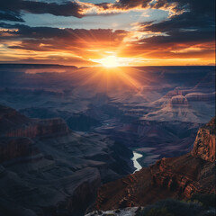 Sunset Majesty Over Grand Canyon with River View