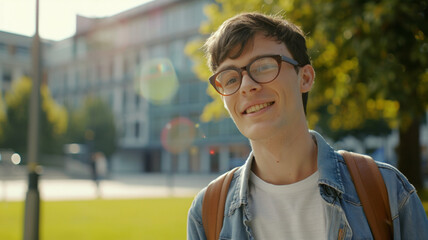 A young man's sunny disposition shines on a clear day, optimism in his eyes