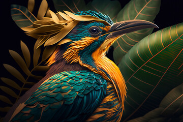 Portrait of a Surreal Tropical Bird