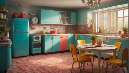 retro color interior  kitchen magnificent