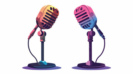 Microphone Stand Icon Flat and Colorful Design Isolated