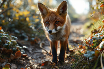 Naklejka premium red fox in the woods