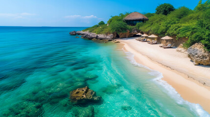 Fototapeta na wymiar Tropical Paradise Escape. Summer vacation and tropical beach background concept