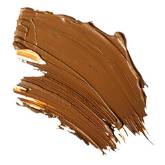 light brown stroke of thick paint texture isolated on transparent background