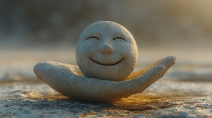 Obraz premium Smiling Buddha, Happy Stone, Laughing Rock, Joyful Jellystone.