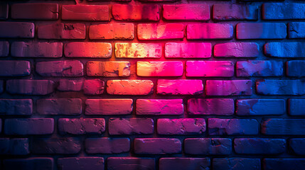 Urban Brick Wall Texture in  Vintage Neon Lights