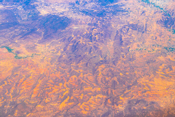 Flying airplane over Mexico Clouds Sky Volcanoes Mountains City desert.