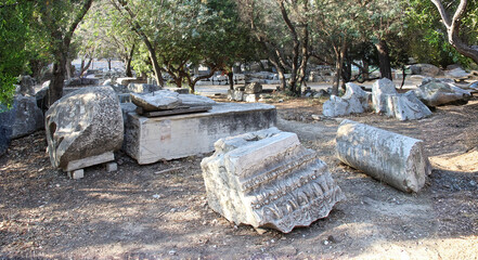The Ruins of the Roman Agora of Athens the commercial, political and social center located in the...