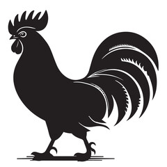 Elegant Hen Silhouette Vector - Minimalistic Poultry Farm Collection, Rural Charm: rooster, Hen and Chicken Outlines - Agriculture Vector Illustrations, Graceful Hen Silhouette, Cock silhouettes