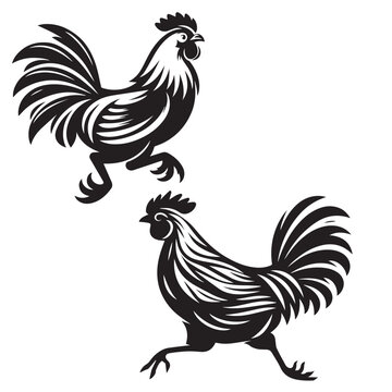 recommend clip art: Elegant Hen Silhouette Vector - Minimalistic Poultry Farm Collection, Rural Charm: rooster, Hen and Chicken Outlines - Agriculture Vector Illustrations, Graceful Hen Silhouette, Cock silhouettes