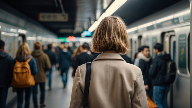 Background image of girl on the subway