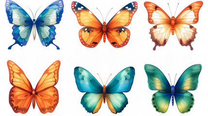 butterfly stickers collection set - obrazy, fototapety, plakaty