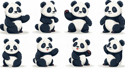 funny comic panda stickers collection