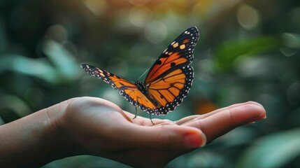 A hand sets a butterfly free, symbolizing both liberation and transformation support.