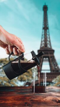 Enjoying filter coffee in front of the Eiffel tower. good week themed vertical story video