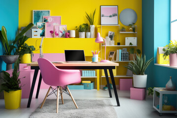 Dynamic and Vibrant Home Office Space