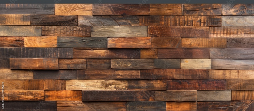 Aufkleber a wall constructed of wooden planks with a bold black frame, creating a striking visual contrast. th