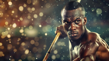 A male javelin thrower prepares for a powerful throw - Powered by Adobe