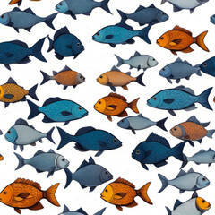 Naklejka premium set of fish on white background