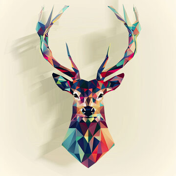 Colorful Polygonal Majesty: Abstract Geometric Deer Head