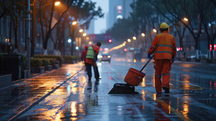 Dawn Avenue Cleanup: Street Cleaners Sweeping
