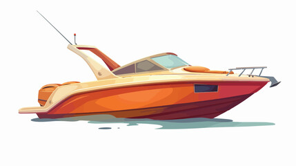 Sport Boat Side VieWhite Isolted Cartoon Isolated on White - obrazy, fototapety, plakaty