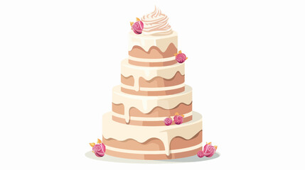 Stacked Wedding Cake Dessert With Frosting Food Vector