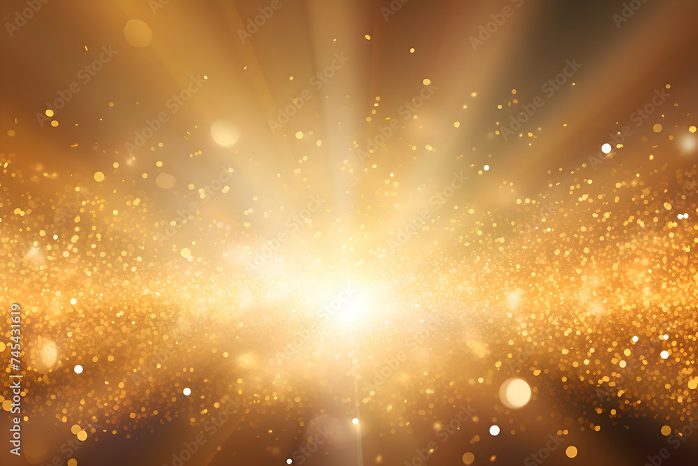 Poster light abstract glowing bokeh light. shining star, sun particles and sparks with lens flare effect on
