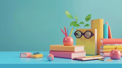 A 3D realistic vector illustration depicting the concept of e-learning, online education, homeschooling, web courses, and tutorials, suitable for a homework assignment